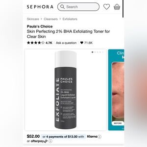 Paula's Choice 2% BHA Exfoliating Toner - White & Black